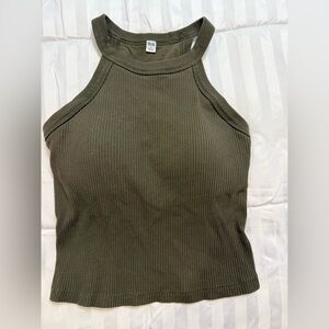 Uniqlo Dark Green Ribbed Tank Top